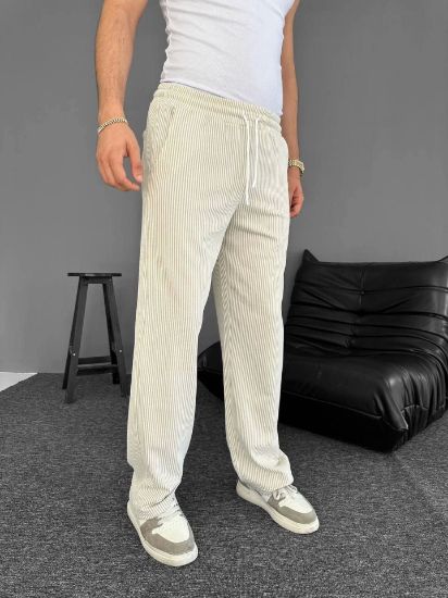 Su Yolu Çizgili Cepli Pantalon - Bej resmi